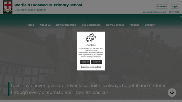 Screenshot of the Friends Of Worfield School website