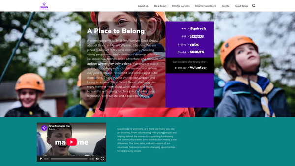 Screenshot of the 3rd And 9th Runcorn Scout Group website