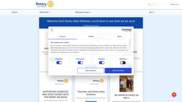 Screenshot of the The Rotary Club Of West Wickham Service Fund website