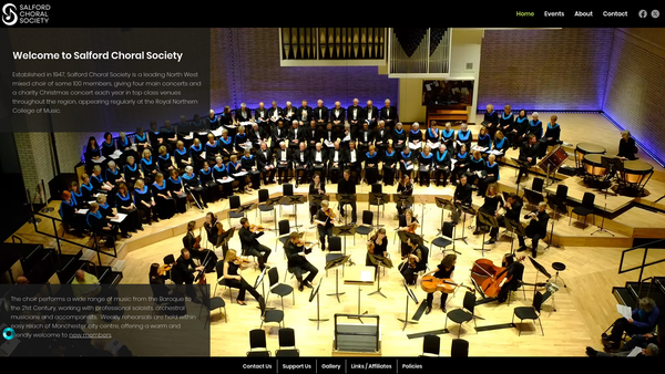 Screenshot of the The Salford Choral Society Trust website