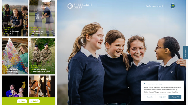 Screenshot of the Sherborne School For Girls Scholarship Fund website