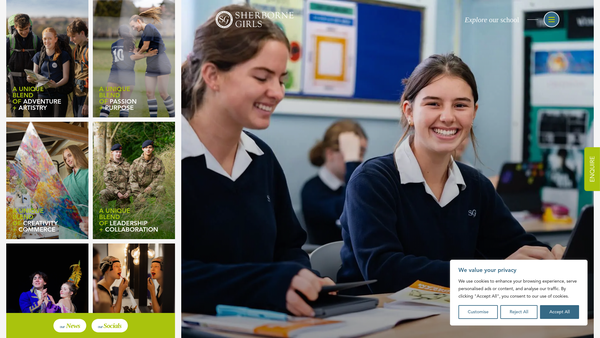 Screenshot of the Sherborne School For Girls Prize Fund website