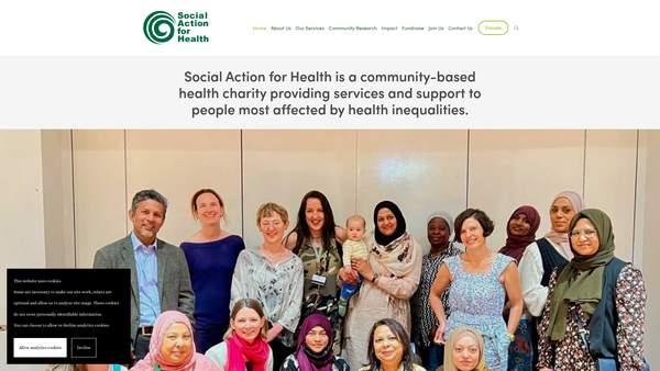 Screenshot of the Social Action For Health website