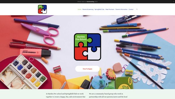 Screenshot of the Harden Pre-School website
