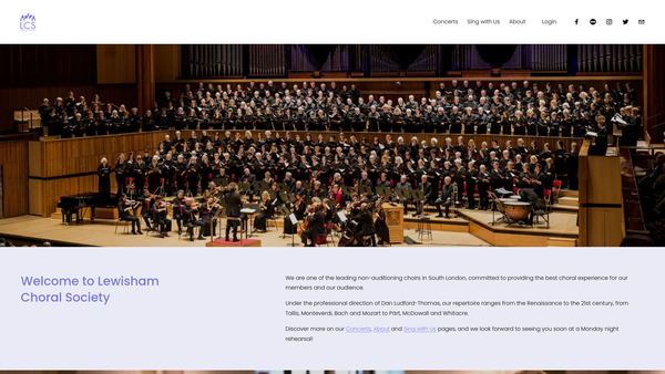 Screenshot of the The Lewisham Choral Society website