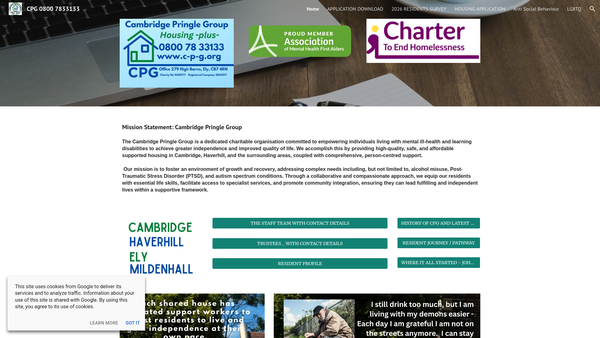 Screenshot of the Cambridge Pringle Group website