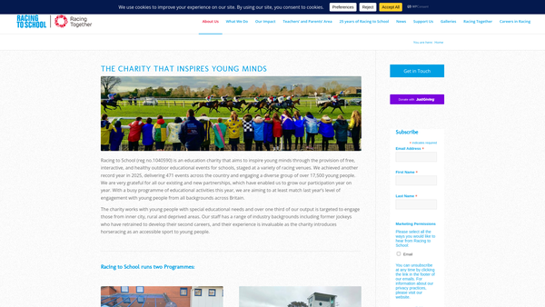 Screenshot of the Racing To School website