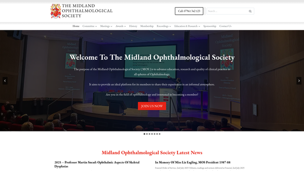 Screenshot of the The Midland Ophthalmological Society website