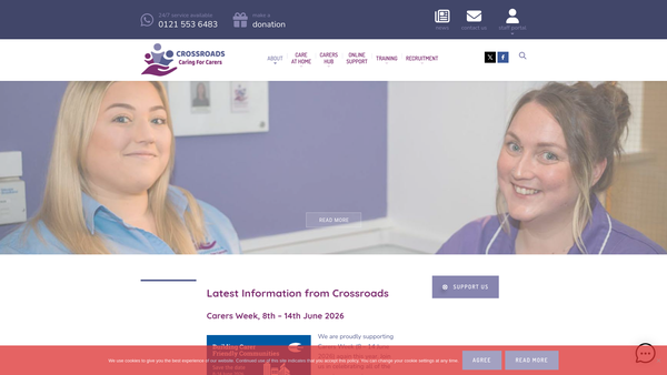 Screenshot of the The Sandwell Crossroads Care Attendant Scheme Limited website