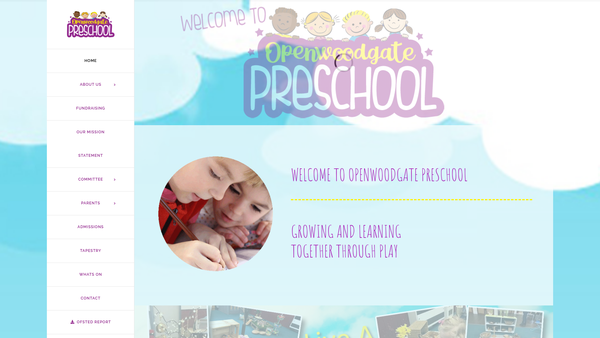 Screenshot of the Openwoodgate Pre-School website