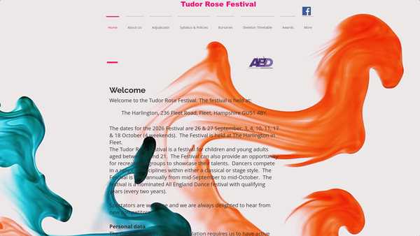 Screenshot of the Tudor Rose Festival website