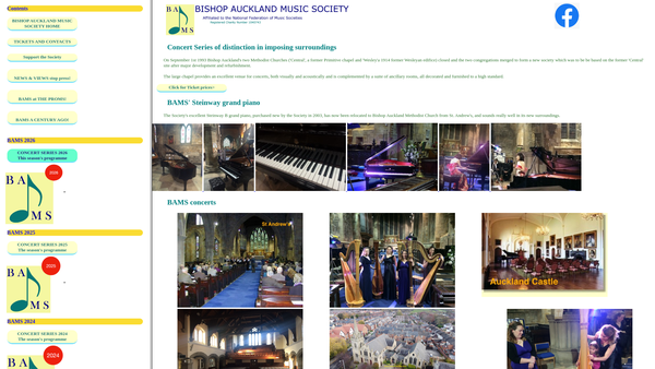 Screenshot of the The Bishop Auckland Music Society website