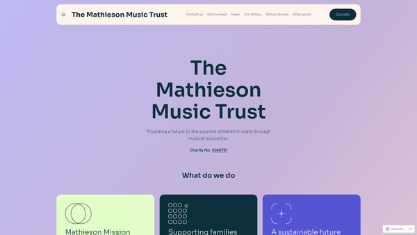 Screenshot of the The Mathieson Music Trust website