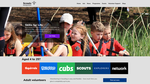 Screenshot of the Bassetlaw District Scout Association website