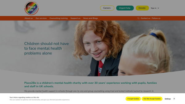 Screenshot of the Place2be website