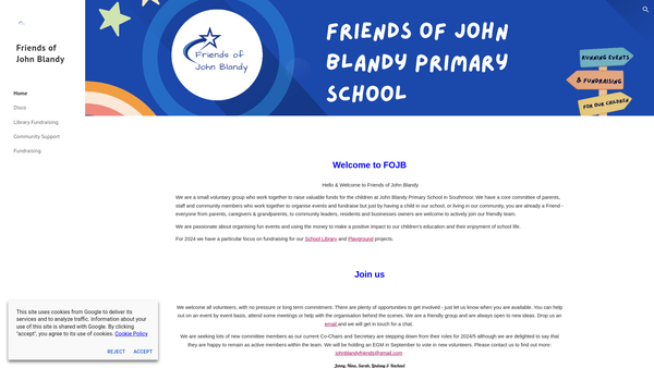 Screenshot of the The Friends Of John Blandy School website