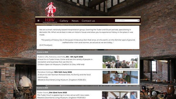 Screenshot of the The History Re-Enactment Workshop website