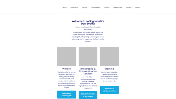 Screenshot of the Nottinghamshire Deaf Society website