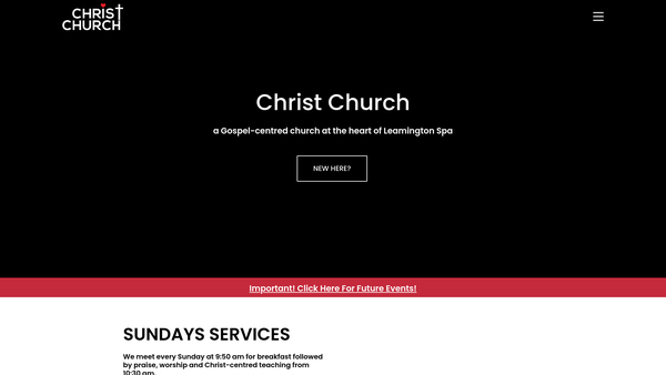 Screenshot of the Christchurch Leamington website