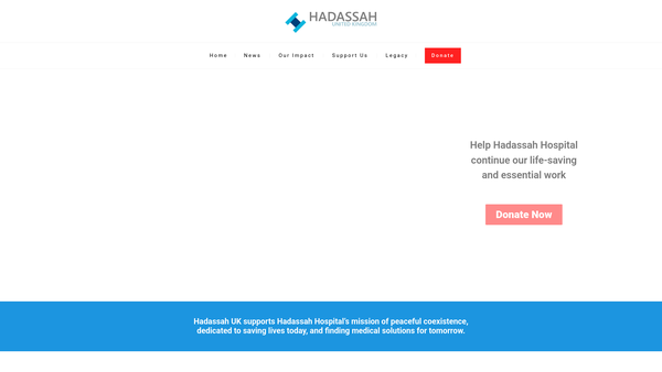 Screenshot of the Hadassah Medical Relief Association U.K. website