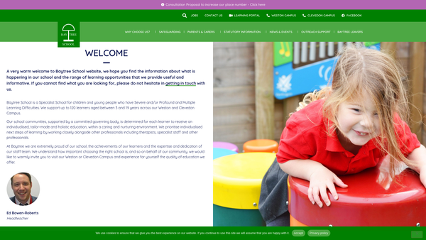 Screenshot of the Baytree School Fund website