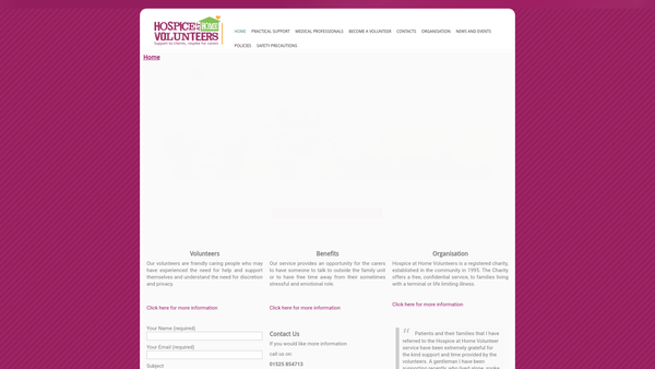 Screenshot of the Hospice At Home Volunteers Leighton Linslade Branch website