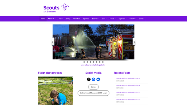 Screenshot of the 1st Barnham Scout Group website