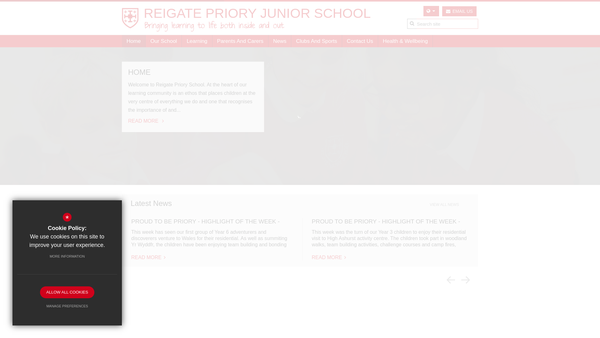Screenshot of the Reigate Priory School Families & Staff Association website