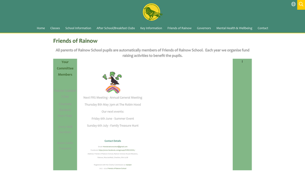 Screenshot of the Friends Of Rainow School website