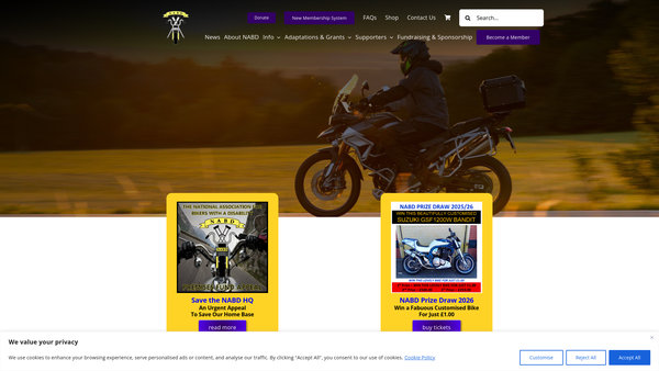 Screenshot of the National Association For Bikers With A Disability website