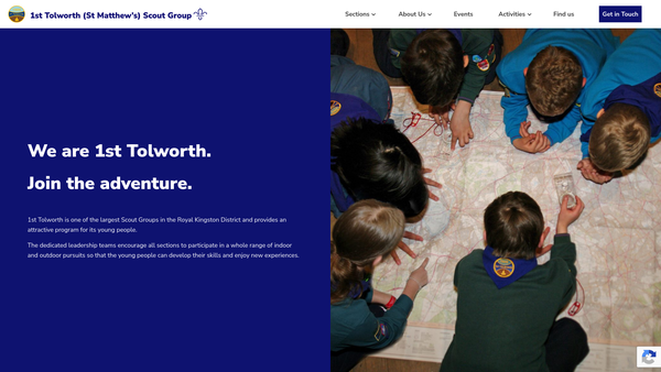 Screenshot of the 1st Tolworth (St Matthews) Scout Group website