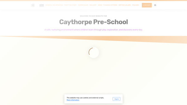 Screenshot of the Caythorpe Pre-School website