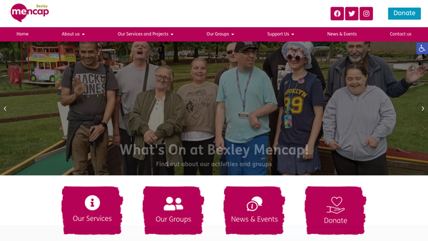 Screenshot of the Bexley Mencap website