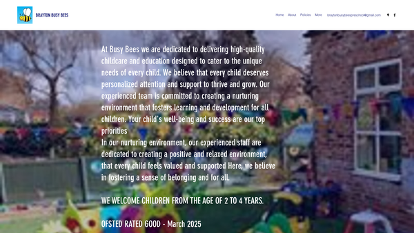 Screenshot of the Brayton Busy Bees Pre-School website