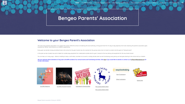 Screenshot of the Bengeo School Parents Association website