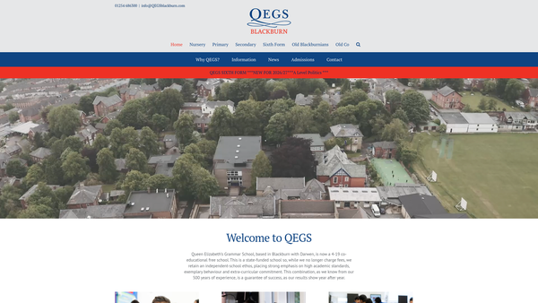 Screenshot of the Queen Elizabeth's Grammar School Blackburn Limited website
