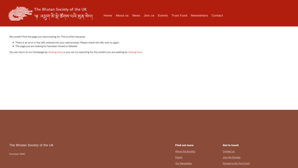 Screenshot of the The Bhutan Society Trust Fund website
