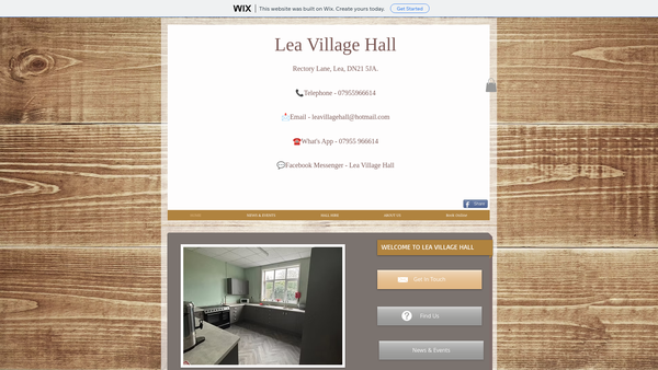 Screenshot of the Lea Village Hall website