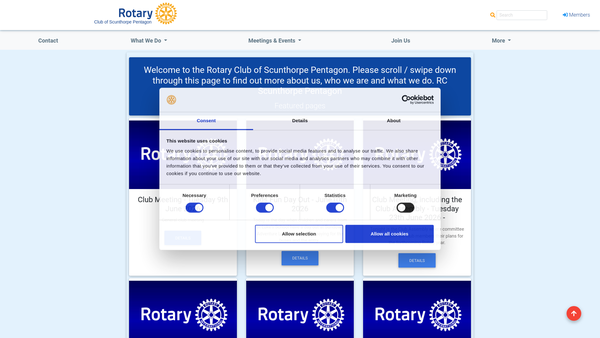 Screenshot of the The Rotary Club Of Scunthorpe Pentagon Trust Fund website