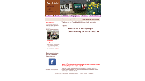 Screenshot of the Porchfield Village Hall Fund website