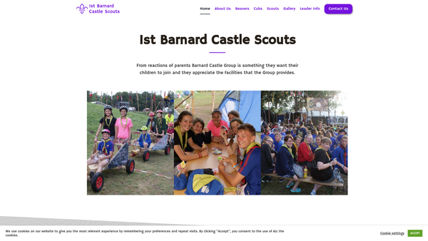Screenshot of the 1st Barnard Castle Scout Group website