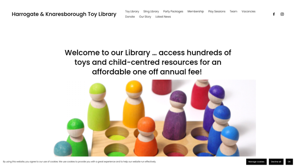 Screenshot of the Harrogate And Knaresborough Toy Library website