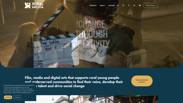Screenshot of the Rural Media Charity website