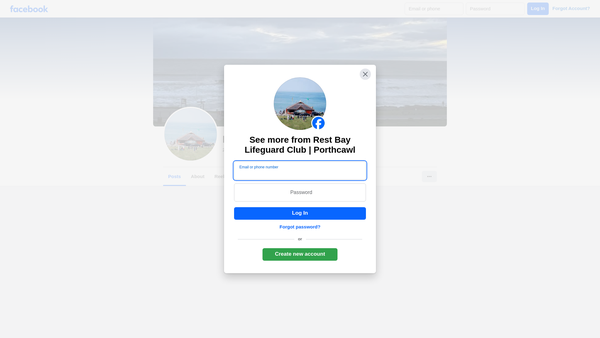 Screenshot of the Rest Bay Lifeguard Club website