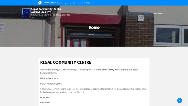 Screenshot of the Regal Area Community Association website