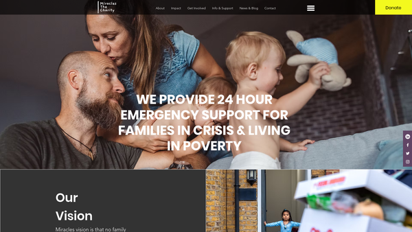 Screenshot of the Miracles website