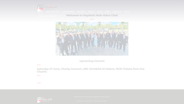 Screenshot of the Haydock Male Voice Choir website