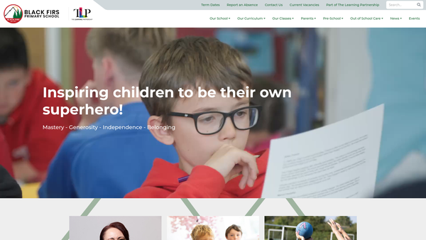 Screenshot of the Black Firs C P School Parent Teacher Association website