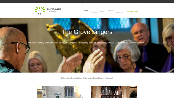 Screenshot of the The Grove Singers website