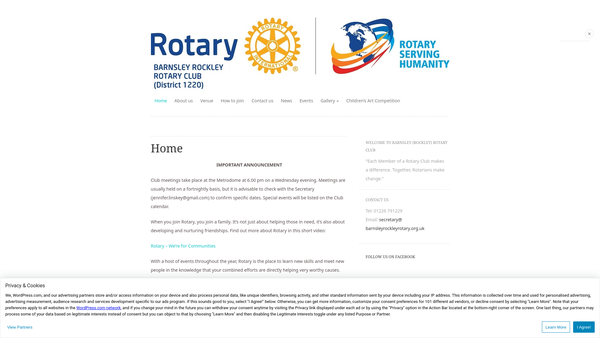 Screenshot of the Rotary Club Of Barnsley Rockley Trust Fund website